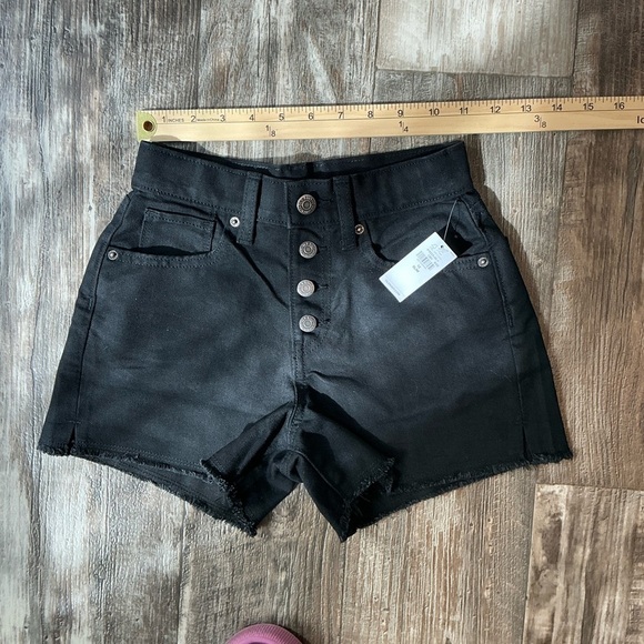 Black Denim High-Waisted Girls Shorts Size 12 - Picture 3 of 6